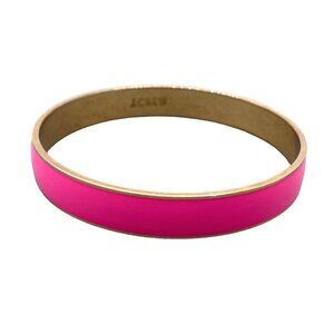 J. Crew Hot Pink Enamel Cuff Bangle Bracelet Gold Tone